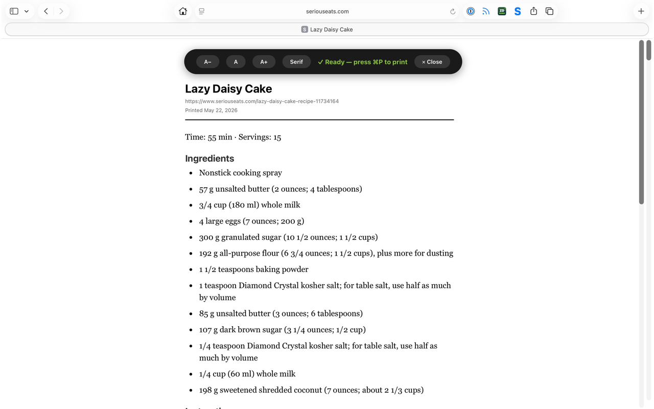 The same recipe cleaned up into a simple, print-ready page